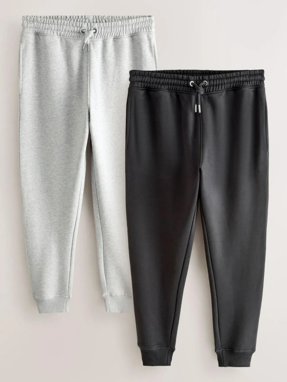 Outlet Next Slim Fit Brushback Heavyweight 2 Pack Joggers Black/Grey Marl