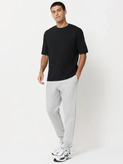 Outlet Next Slim Fit Brushback Heavyweight 2 Pack Joggers Black/Grey Marl