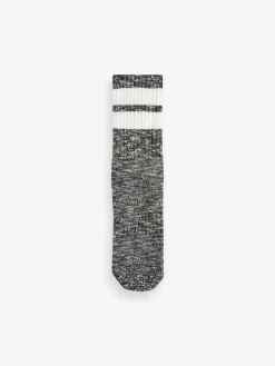 New Next Black/Grey Stripe Cushion Sole Ribbed Sport Ankle Socks 3 Pack With Arch Support