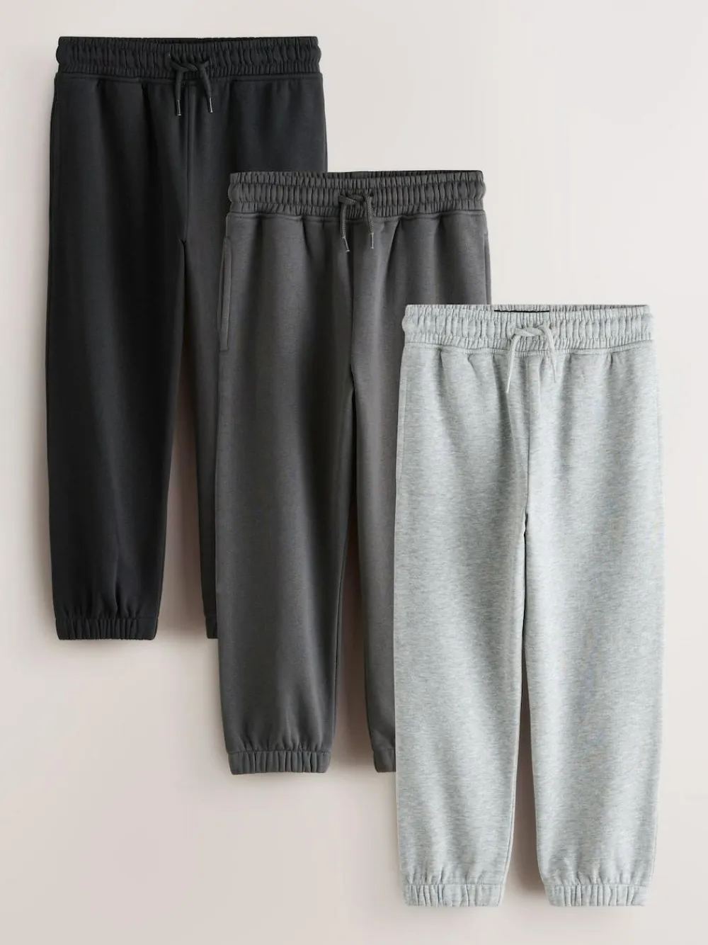 Sale Next Black/Grey/Charcoal Regular Fit Joggers 3 Pack (3-16yrs)