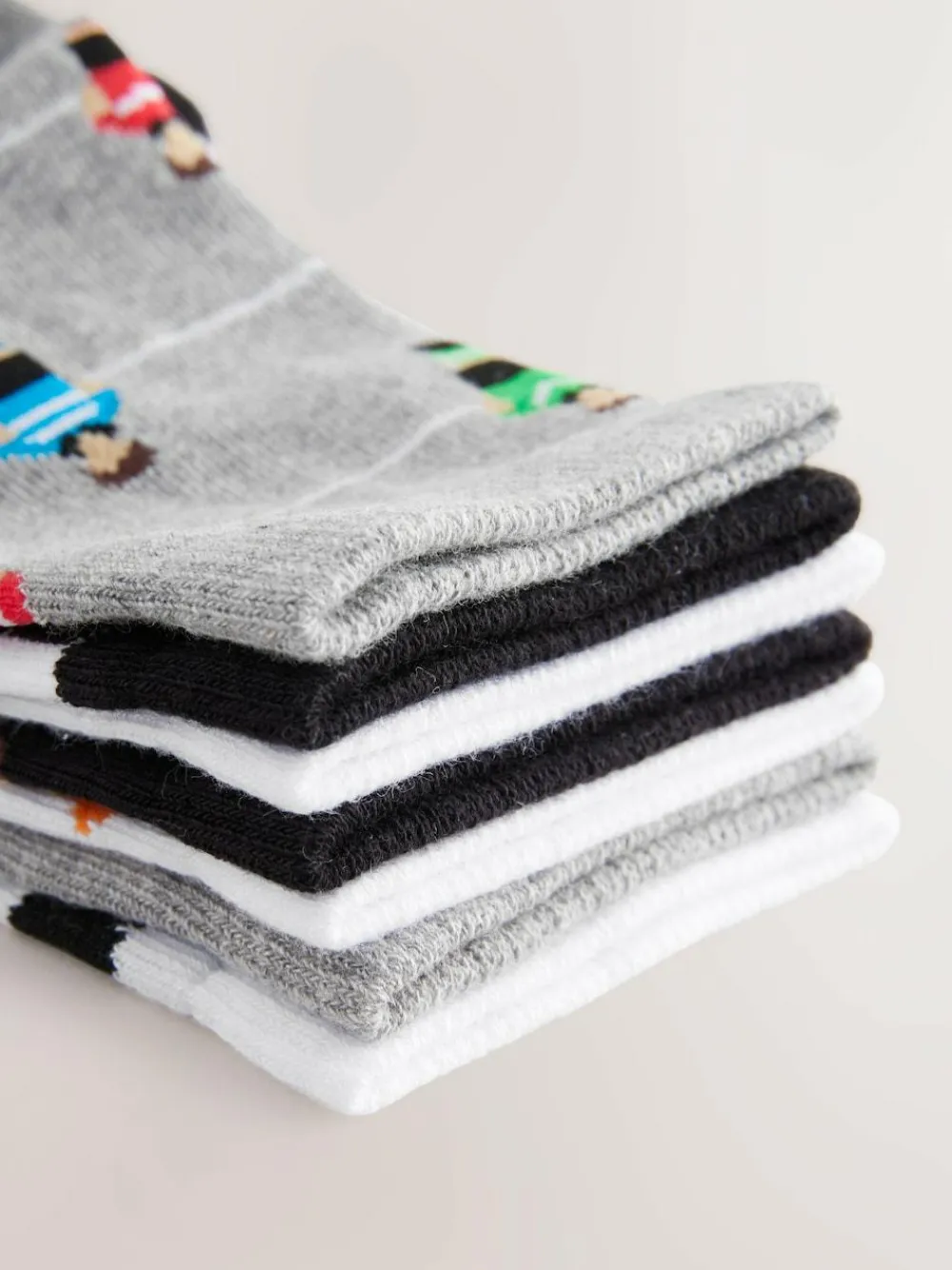 Online Next Black/Grey/White Football Cotton Rich Socks 7 Pack