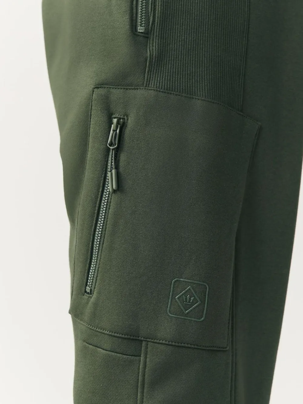 New Next Slim Fit Utility Brushback Heavyweight 2 Pack Cargo Joggers Black/Khaki Green