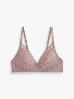 Online Next Pad Non Wire Lace Detail Ultimate Comfort Bras 2 Pack Black/Mauve Purple