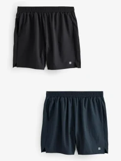 Best Next 7 Inch Active Gym Sports Shorts 2 Pack Black/Navy Blue