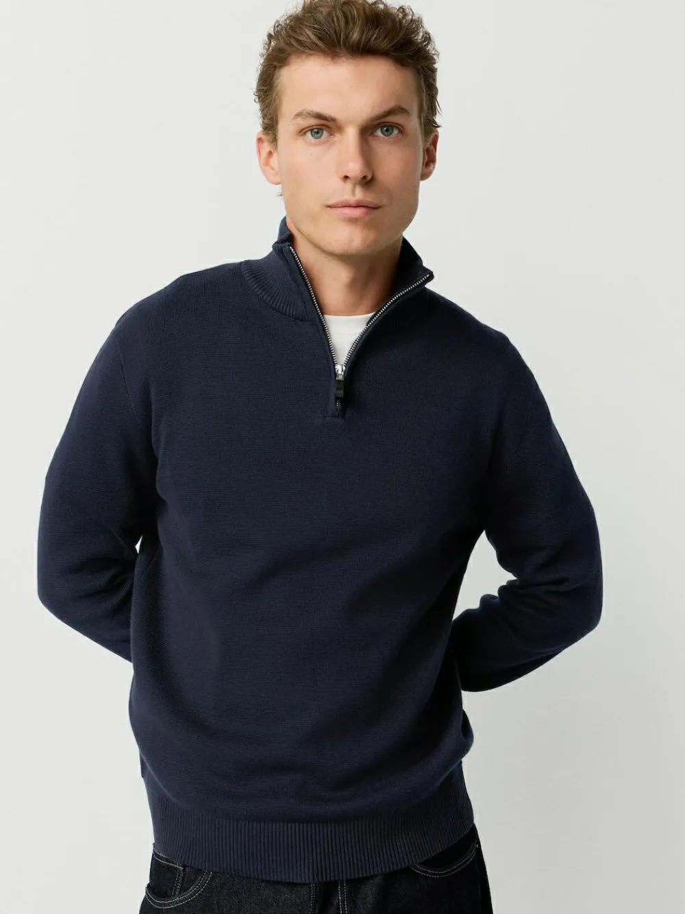 Next N.Premium 100% Cotton Regular Fit Premium Quarter Zip Jumpers 2 Pack^ Nightwear|Knitwear