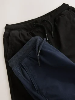 Next Black/Navy Rib Waist Pull-On Trousers 2 Pack (3-16yrs)^BOY Joggers|Pants & Chinos
