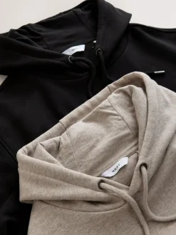 Sale Next Cotton Rich Jersey Overhead Hoodies 2 Pack Black/Neutral