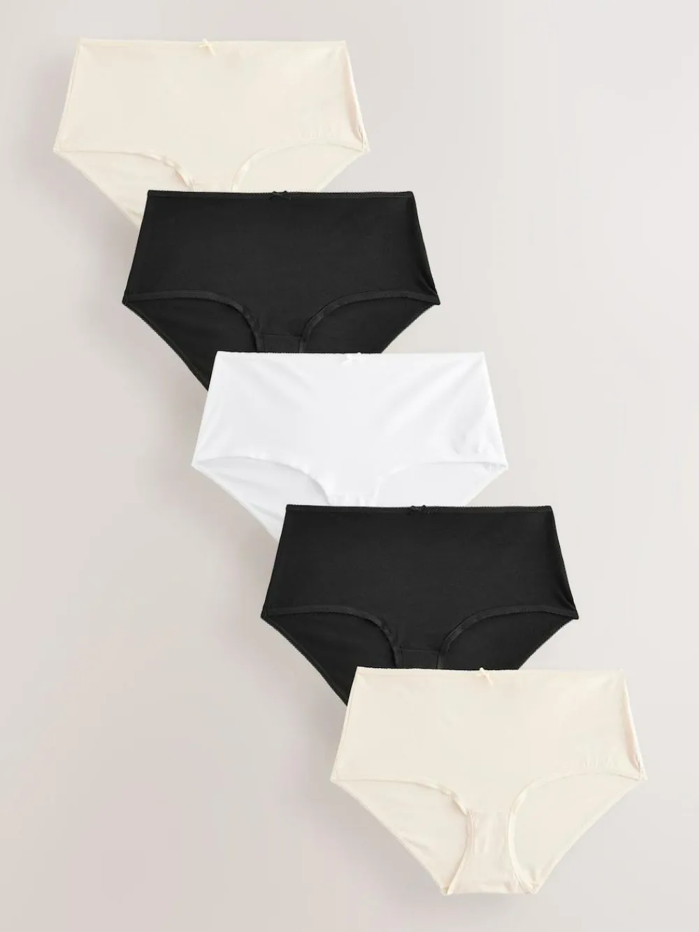 Hot Next Black/Pastel Rose Nude/White Midi Cotton Rich Knickers 5 Pack