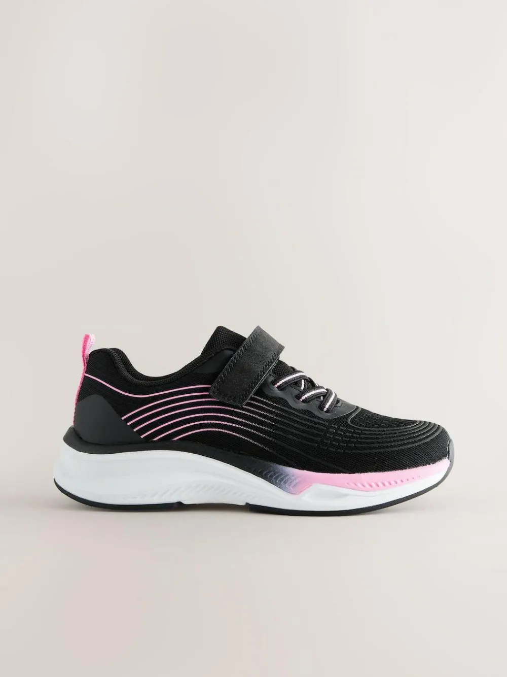 New Next Elastic Lace-Up Trainers Black/Pink