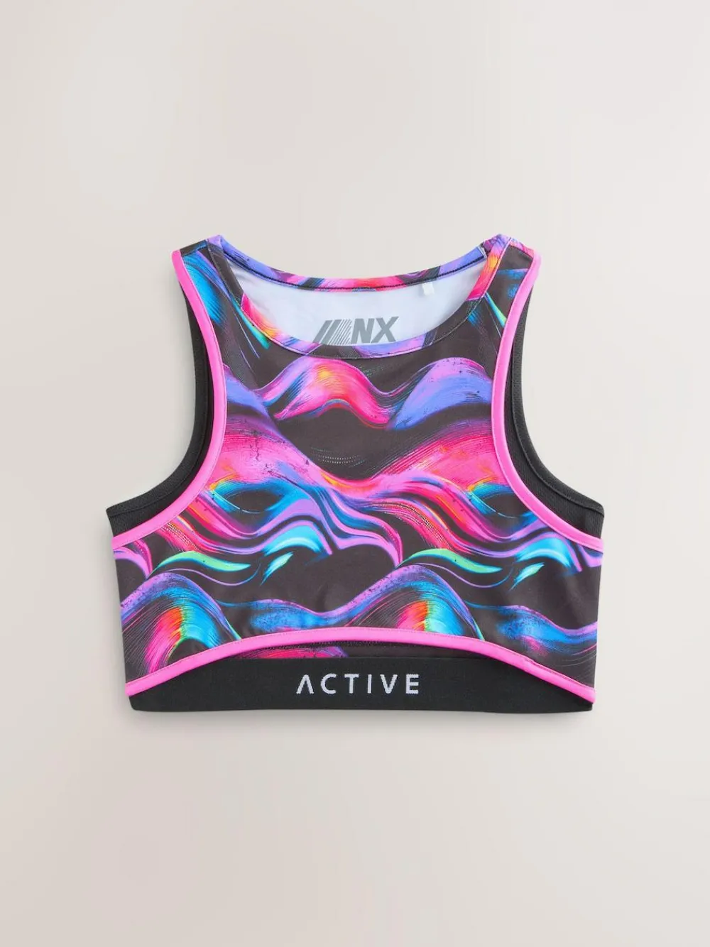Next Sports Crop Top (5-16yrs) Black/Pink Wave