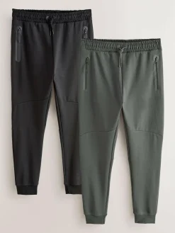 Next Black/Slate Grey Interlock Soft Touch 2 Pack Cuffed Joggers