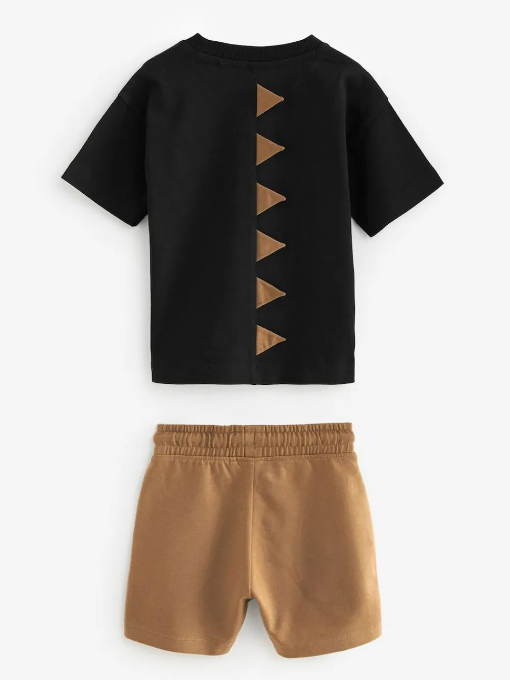 New Next Short Sleeve T-Shirt & Shorts Set 2 Pack (3mths-7yrs) (3mths-7yrs) Black/Tan Dinosaur