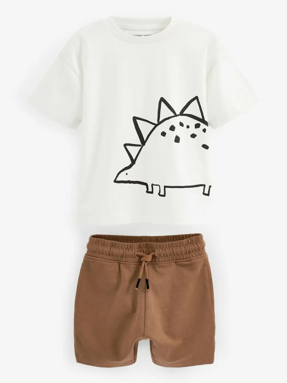 New Next Short Sleeve T-Shirt & Shorts Set 2 Pack (3mths-7yrs) (3mths-7yrs) Black/Tan Dinosaur