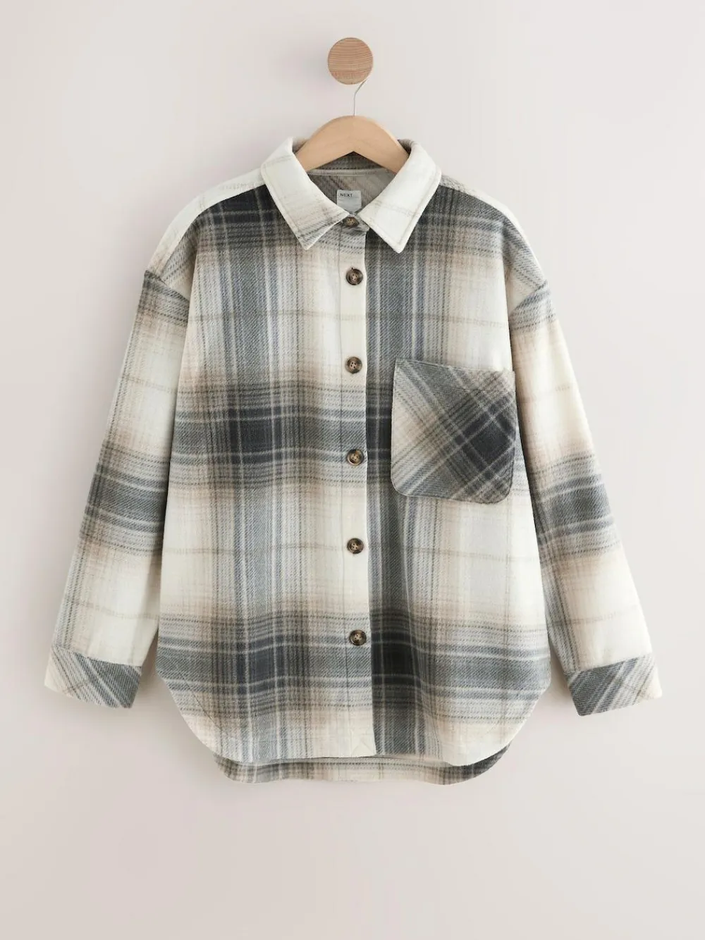 Best Next Polar Fleece Shacket Black/White Check