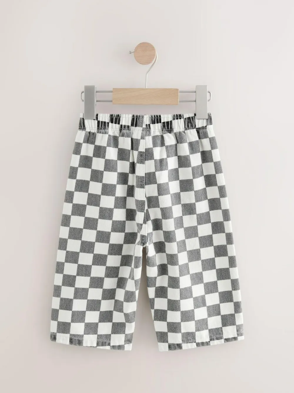 Next Black/White Checkerboard Printed Pull On Wide Trousers (3mths-7yrs)