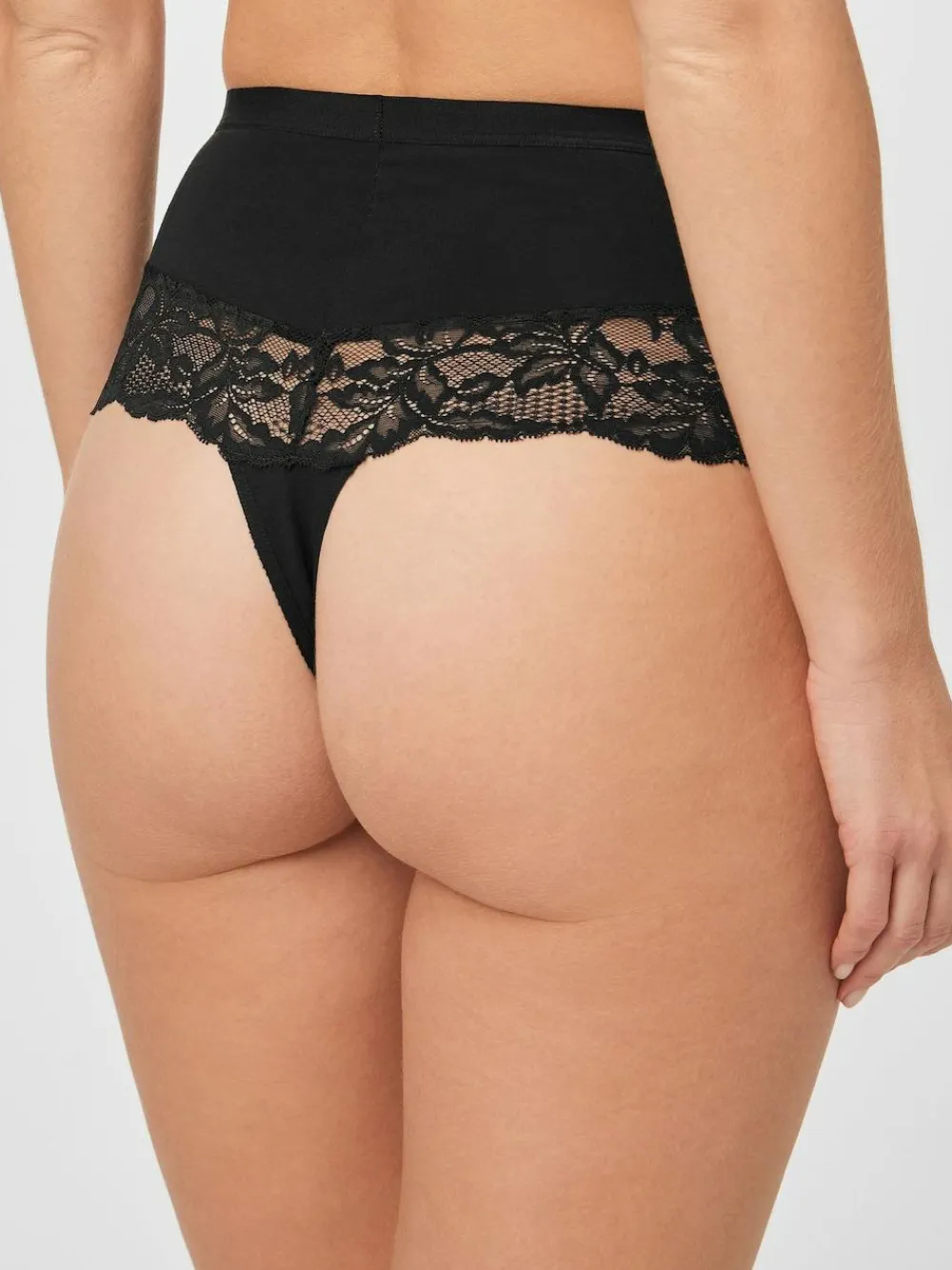Next Black/White Cotton Tummy Control Shaping Thong Knickers 2 Pack^Women All Lingerie|Shapewear