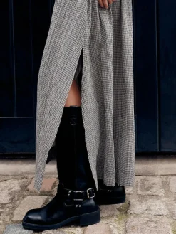 Next Drop Waist Gingham Maxi Skirt Black/White