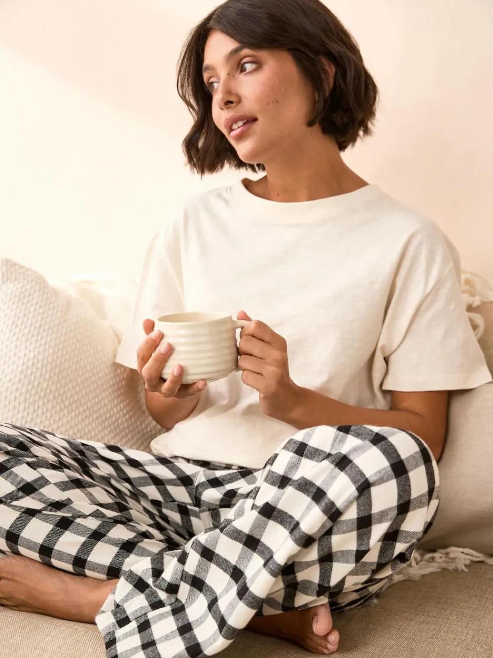 Next Black/White Short Sleeve 100% Cotton Pyjamas 2 Pack^Women Pyjamas|All Night & Lounge