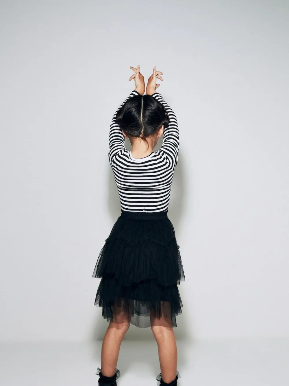 Clearance Next Black/White Stripe Long Sleeve Ribbed Top (3-16yrs)