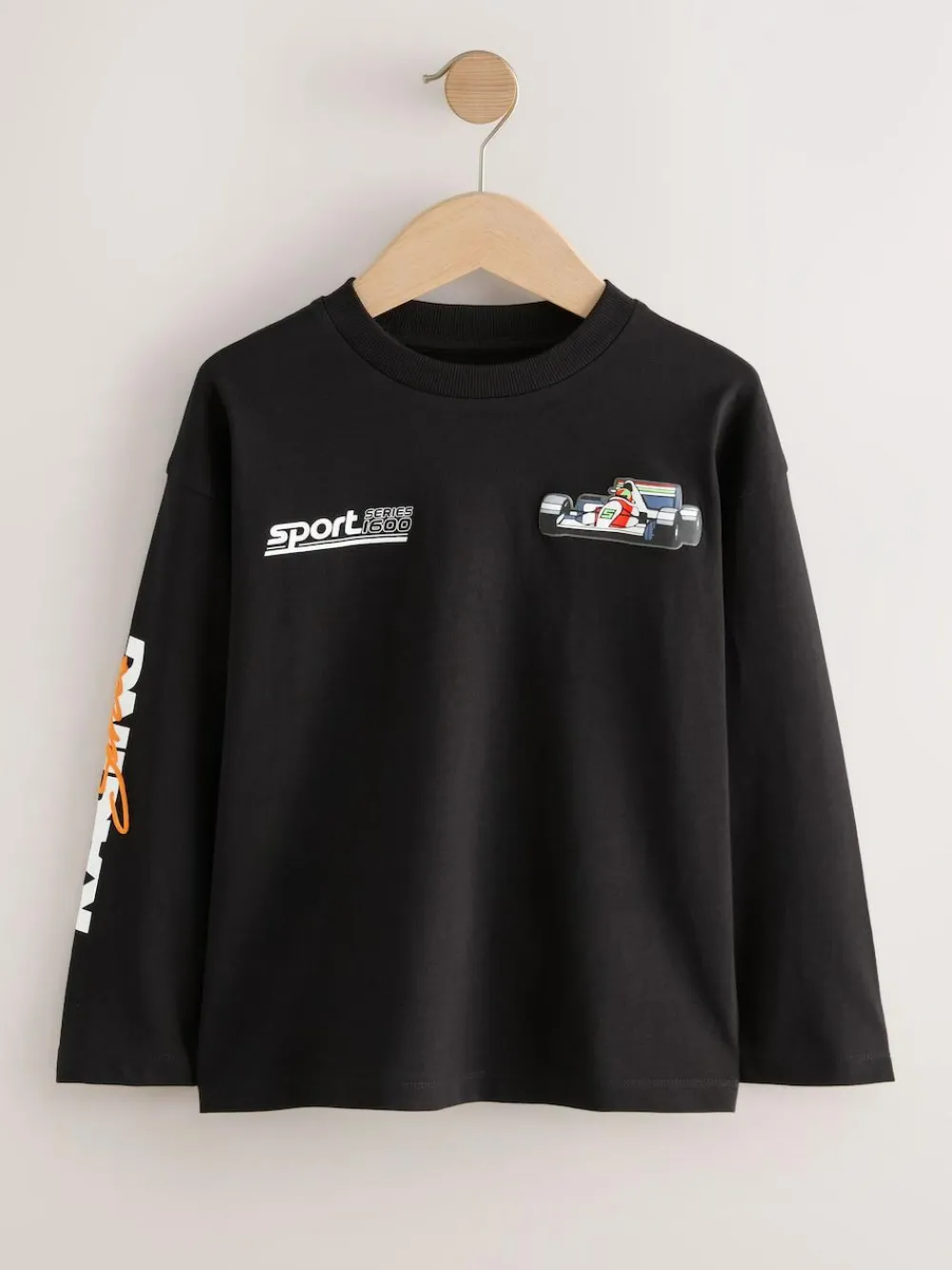 Discount Next Black/White/Grey Cars Relaxed Fit Graphic Print Long Sleeve T-Shirts 3 Pack (3-16yrs)