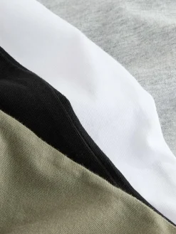 Best Next Long Sleeve Small Graphic T-Shirts 4 Pack (3-16yrs) Black/White/Grey Marl/Khaki