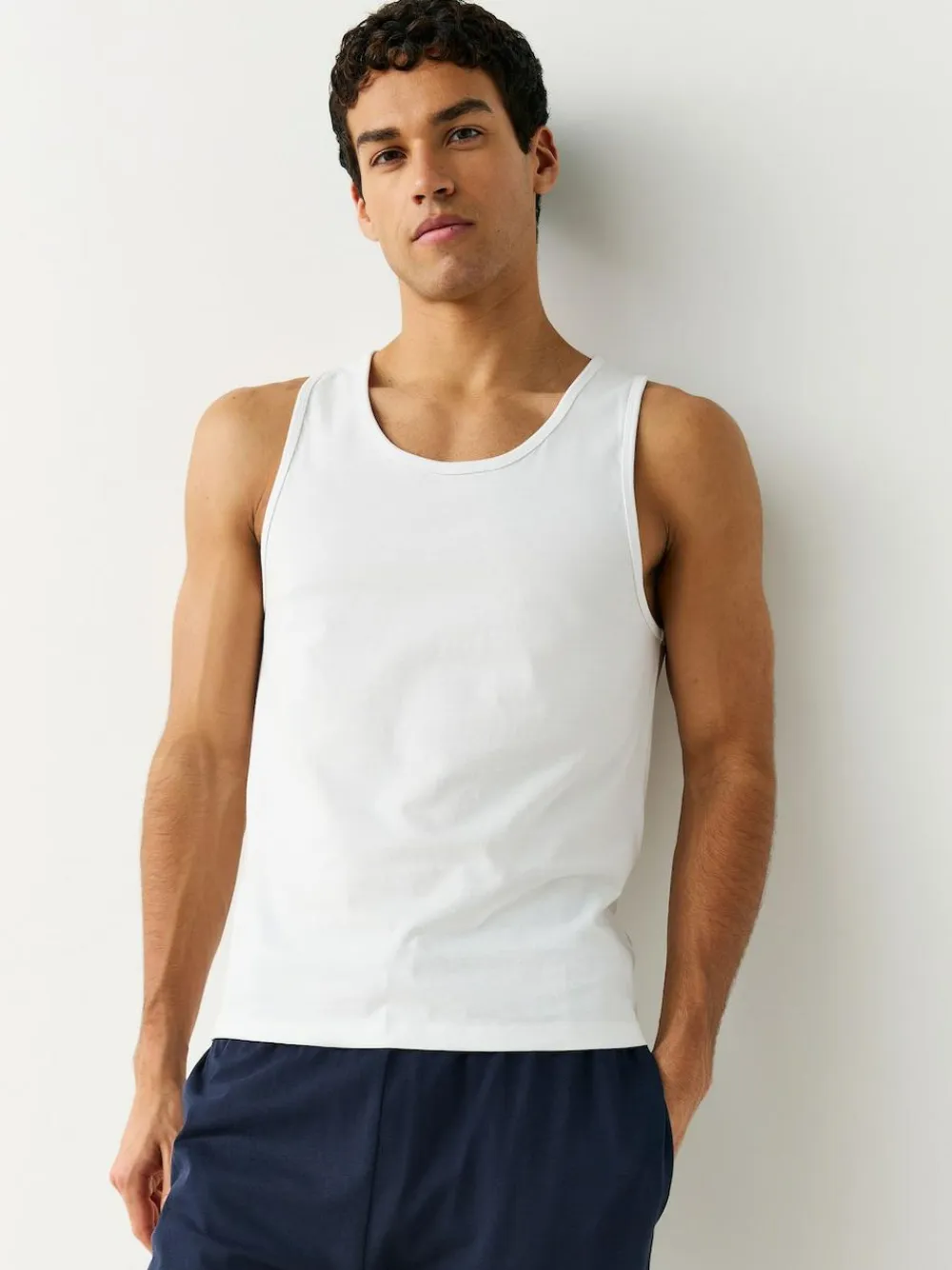 Outlet Next 100% Cotton Layering Vests 5 Pack Black/White/Grey Marl/Navy Blue