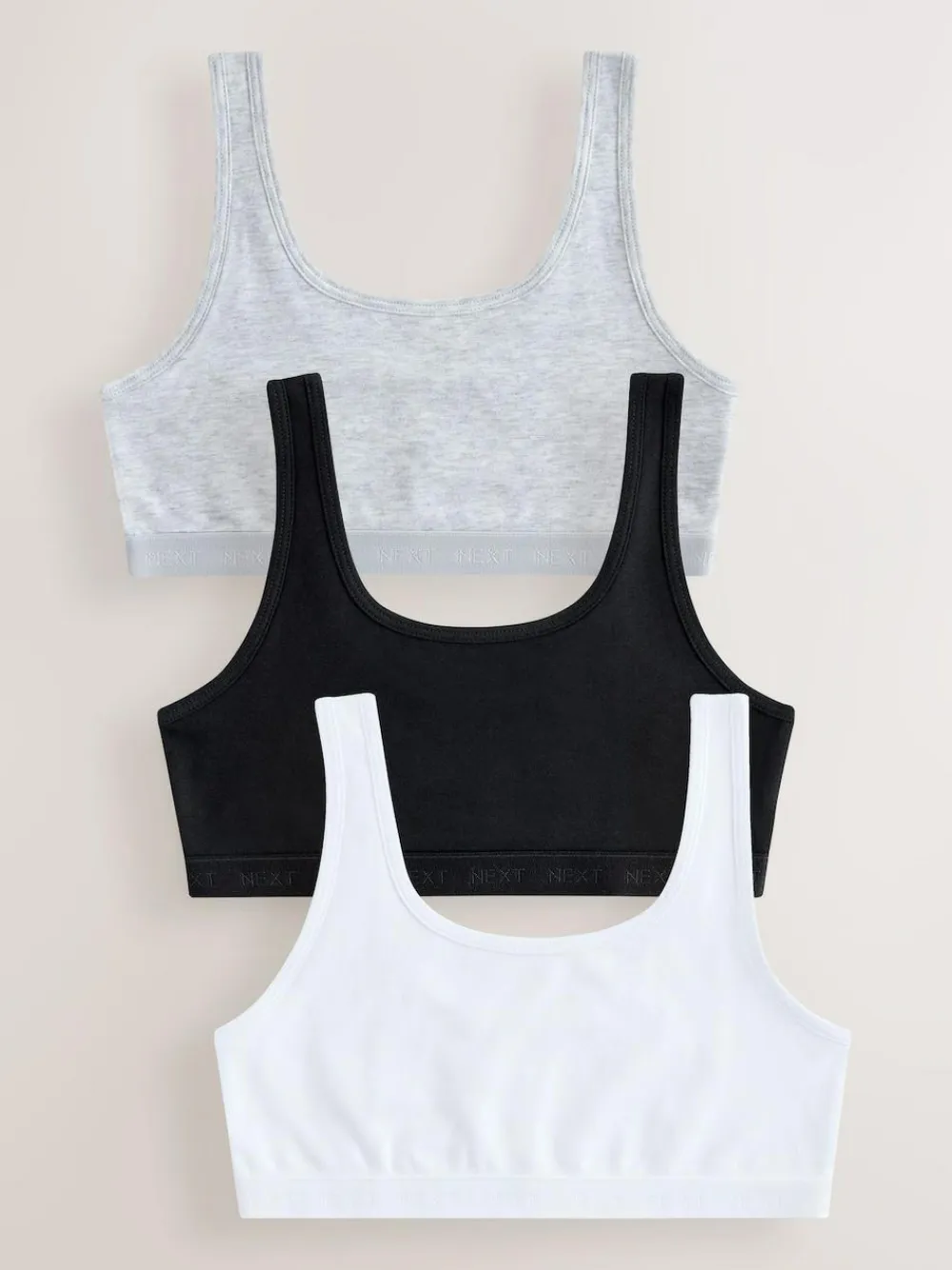 Next Black/White/Grey Scoop Crop Tops 3 Pack (5-16yrs)^ Underwear|Bras & Crop Tops