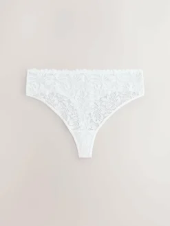 Discount Next High Waisted Thong Lace Front NVPL Knickers 3 Pack Black/White/Nude