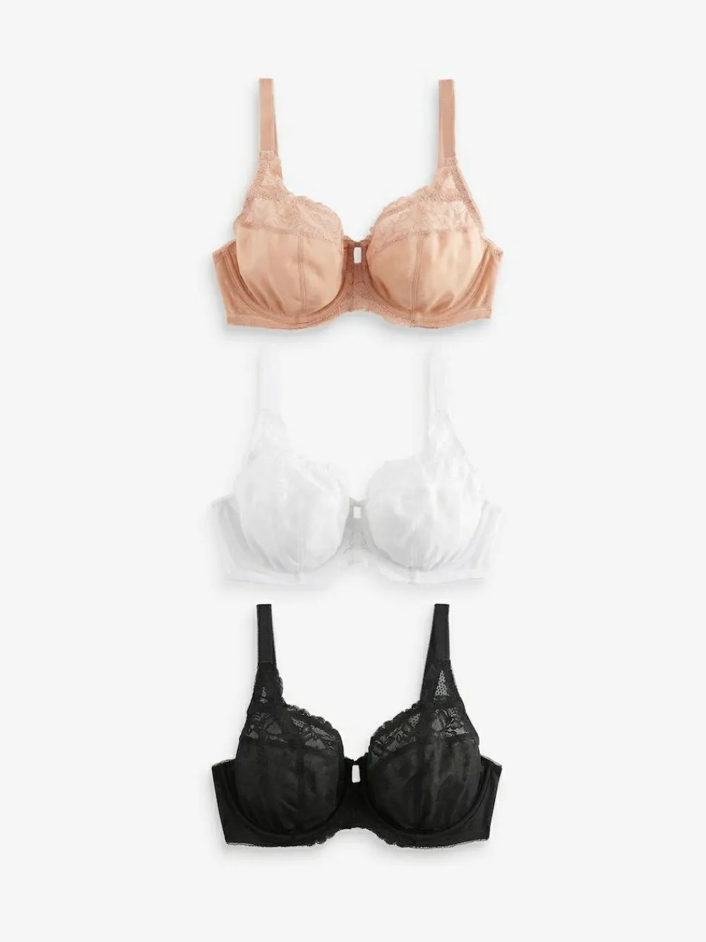 Next DD+ Lace Trim Non Pad Full Cup Underwired Bras 3 Pack^Women Bras|Dd+ Range