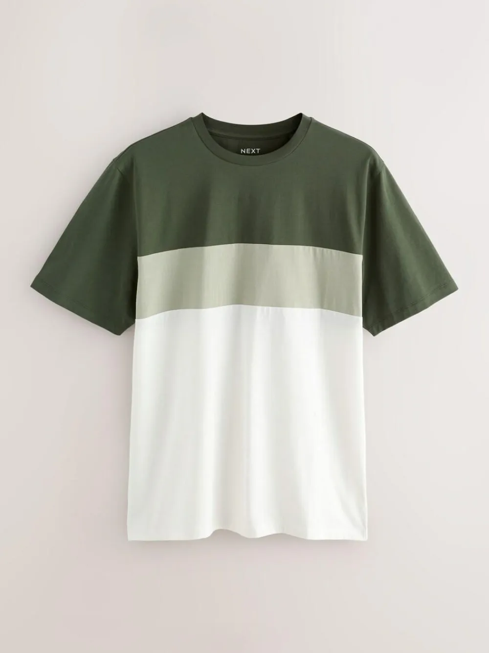 Next Regular Fit Colour Blocking T-Shirts 3 Pack Blue / Neutral / Green