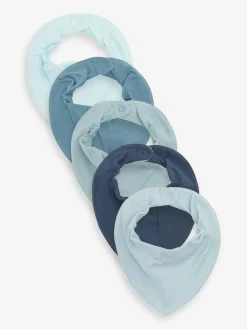 Discount Next 5 Pack Dribble Baby 100% Cotton Bibs Blue