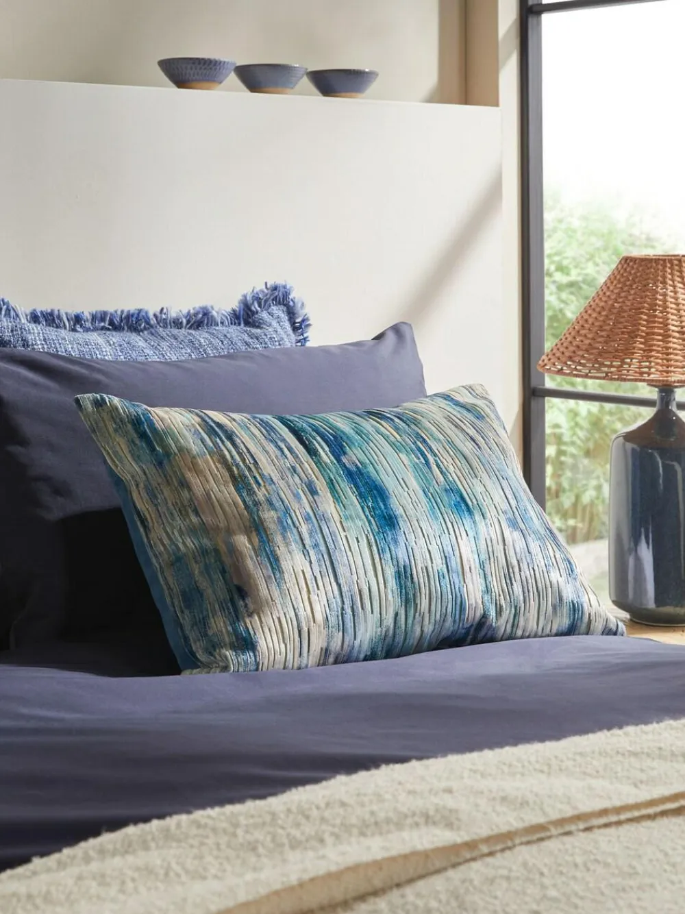 Next 40 x 59cm Haze Velvet Stripe Cushion^ Cushions & Throws