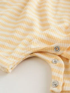 Next Blue and Lemon Printed Button T Shirt Jersey 3 Pack Baby Rompers^ Rompers & Overalls