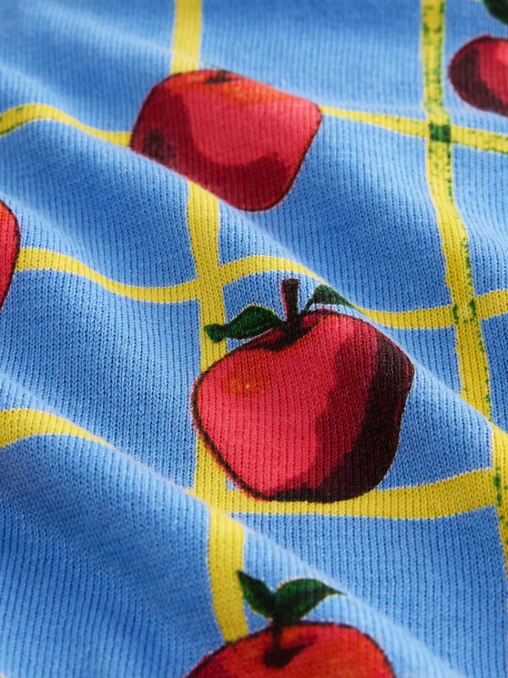 Online Next Blue Apple Check Pattern Soft Touch Crew Neck Cotton Rich Jumper