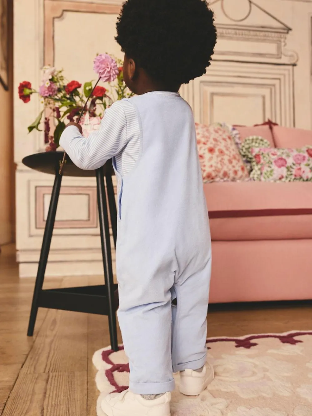 Online Next Blue Baby Corduroy 100% Cotton Dungaree and Bodysuit Set
