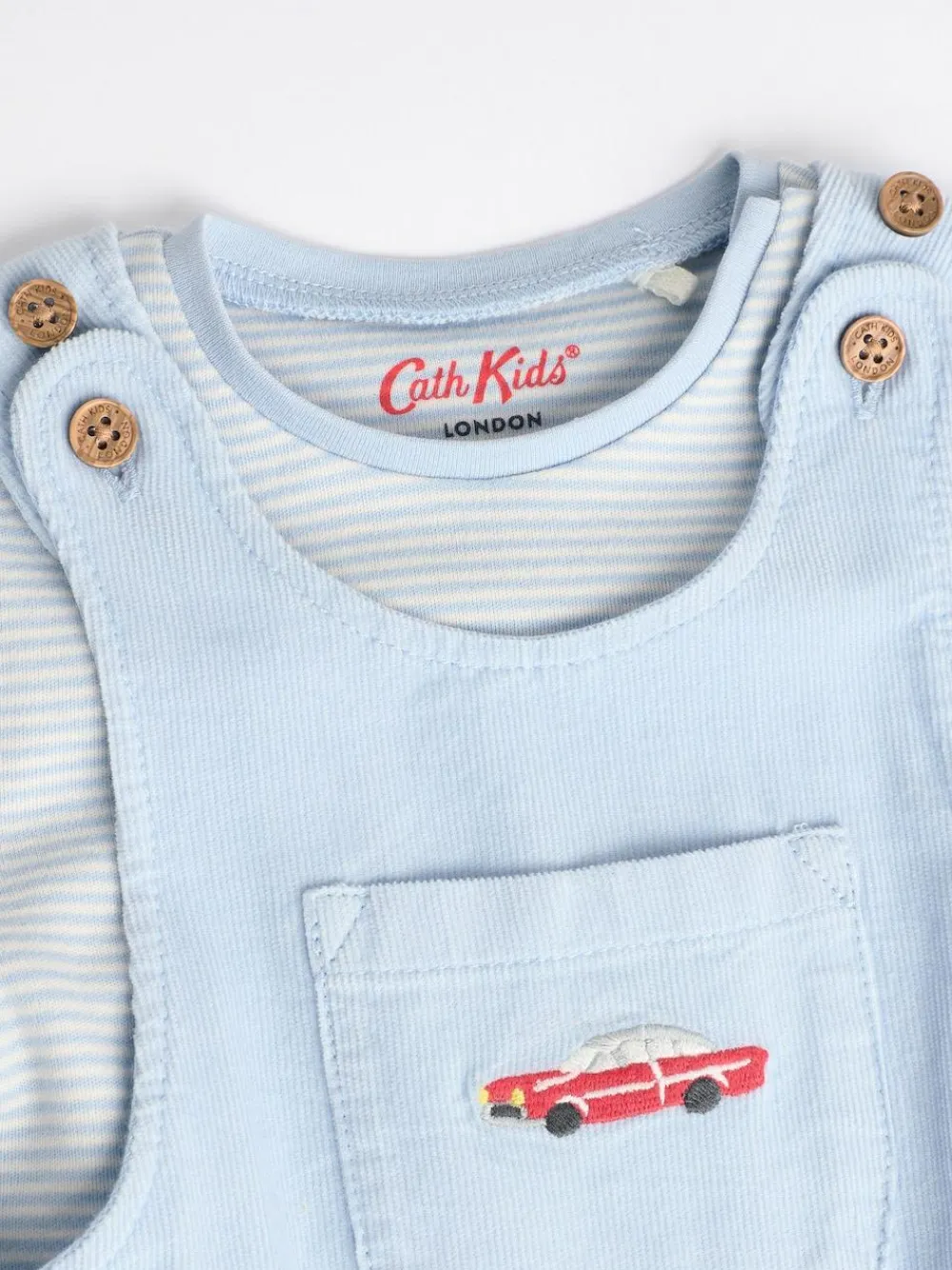 Online Next Blue Baby Corduroy 100% Cotton Dungaree and Bodysuit Set