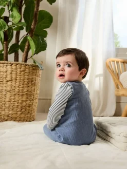 New Next Baby Dungarees and Bodysuit Set (0mths-2yrs) Blue
