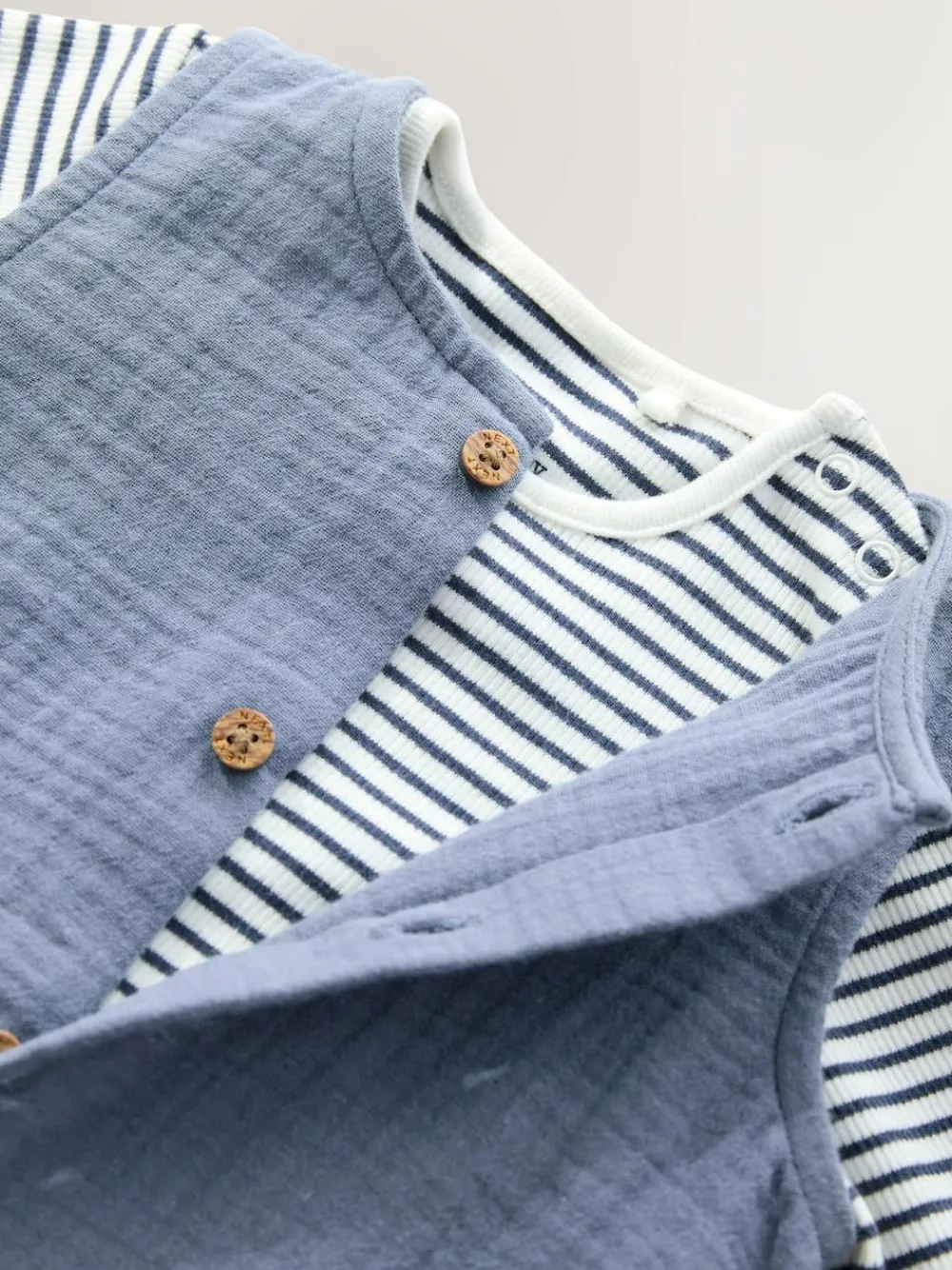 New Next Baby Dungarees and Bodysuit Set (0mths-2yrs) Blue