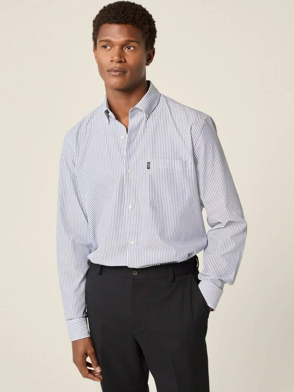 Next Regular Fit Easy Iron Button Down Oxford Shirt Blue Bengal