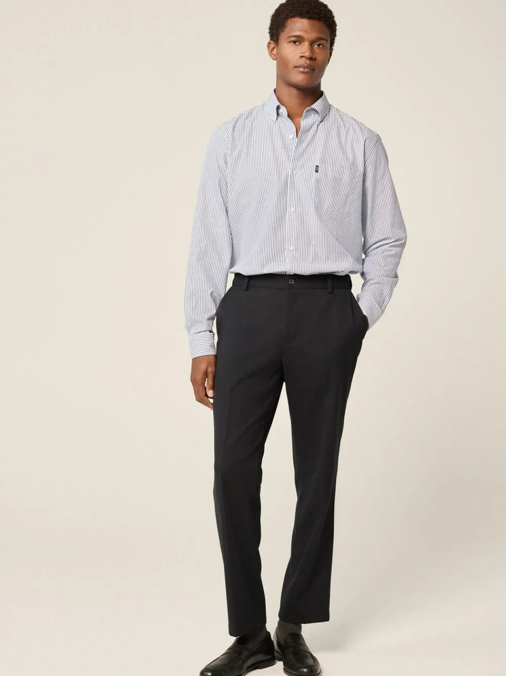 Next Regular Fit Easy Iron Button Down Oxford Shirt Blue Bengal