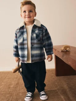 Sale Next Borg Lined Check Shacket (3mths-7yrs) Blue