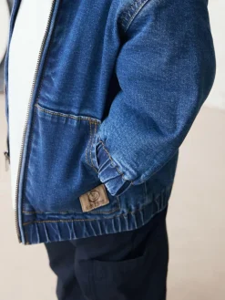 Next Blue Borg Lined Hooded Zip Through Denim Shacket (3mths-7yrs)^BOY Coats, Jackets & Pramsuits|Coats, Jackets & Pramsuits