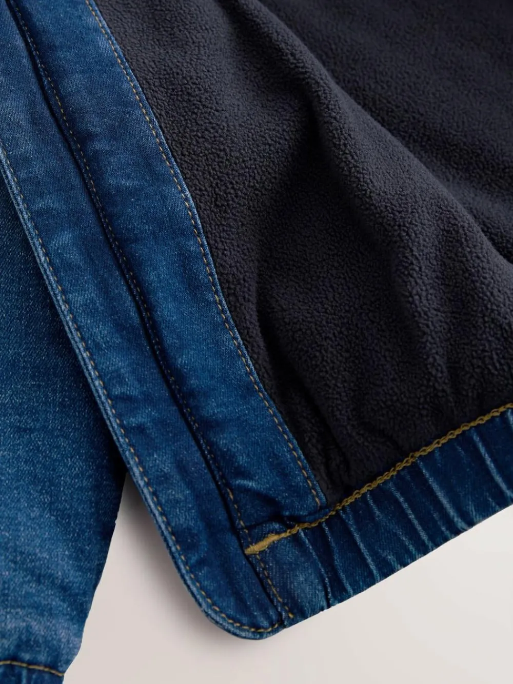 Next Blue Borg Lined Hooded Zip Through Denim Shacket (3mths-7yrs)^BOY Coats, Jackets & Pramsuits|Coats, Jackets & Pramsuits