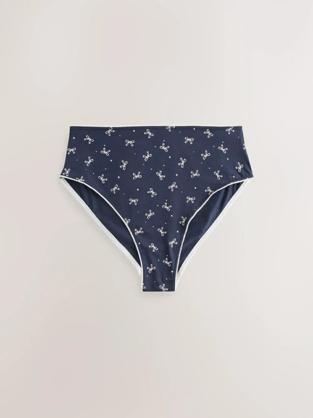 Discount Next Blue Bows High Waist High Leg Cotton Rich Knickers 7 Pack