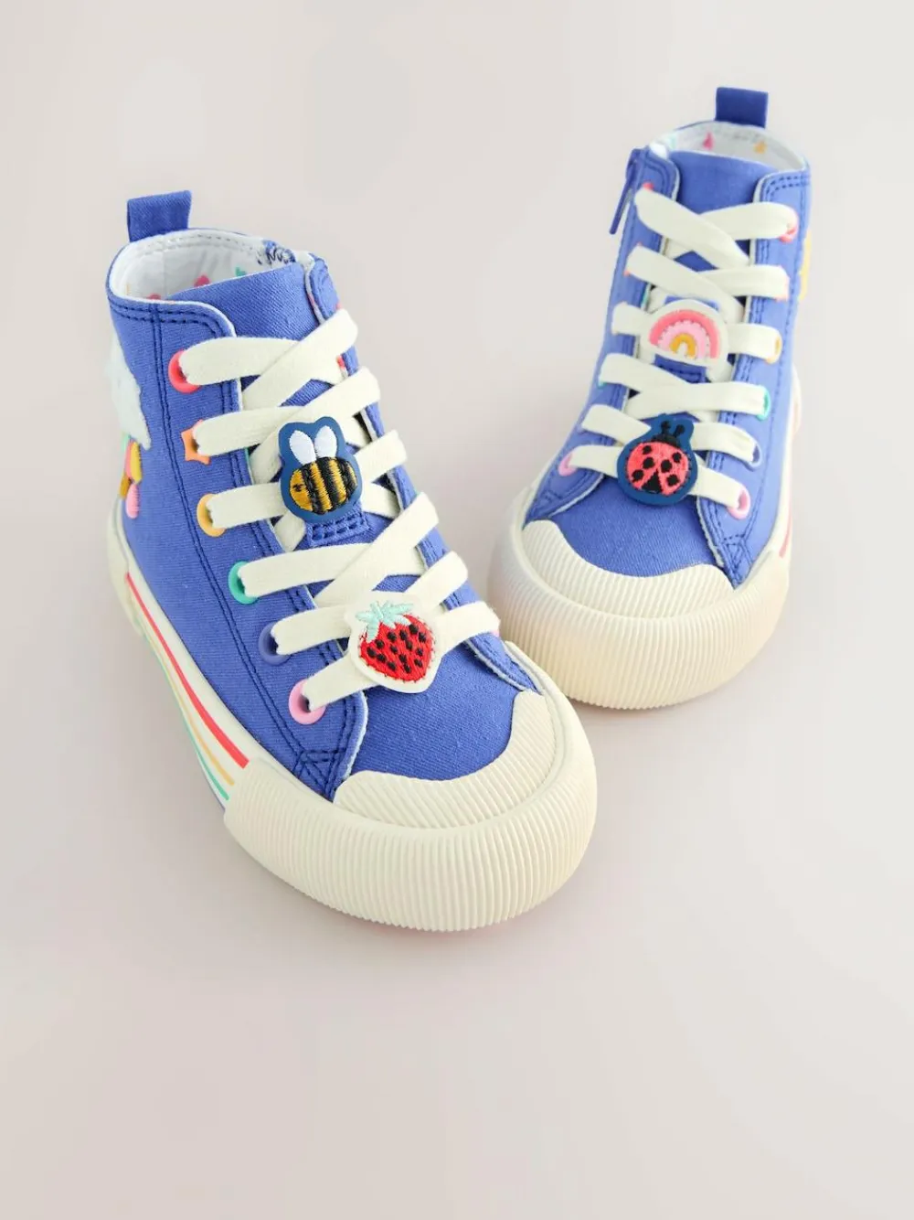 Online Next Blue Character Appliqué Standard Fit (F) High Top Trainers