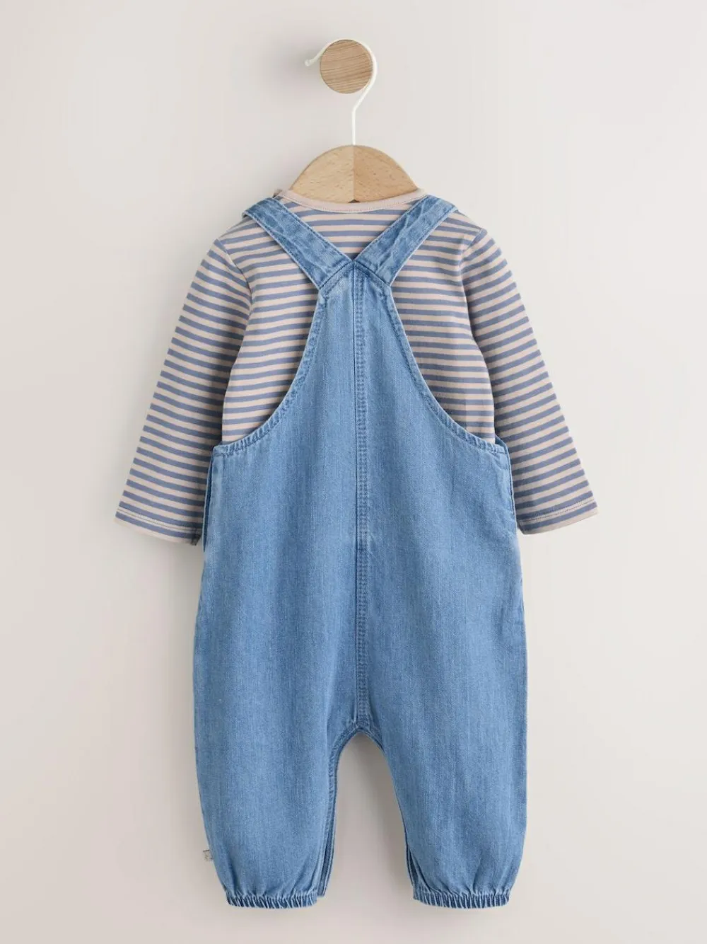 Best Next Baby Denim Dungarees and Bodysuit Set (0mths-2yrs) Blue Dinosaur