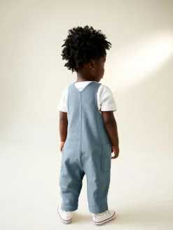 Hot Next Blue Dungarees and T-Shirt Set (3mths-7yrs)