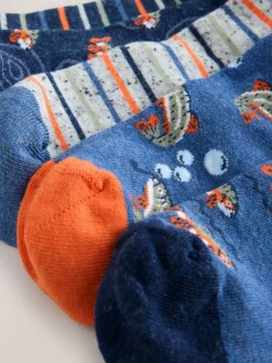 Outlet Next Blue Fish Stripe Pattern Socks 5 Pack