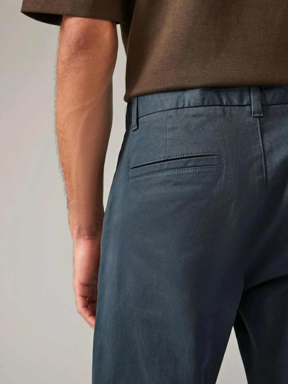 Next Blue Grey Mid Straight Fit Stretch Chinos Trousers^ Nightwear|Pants & Chinos