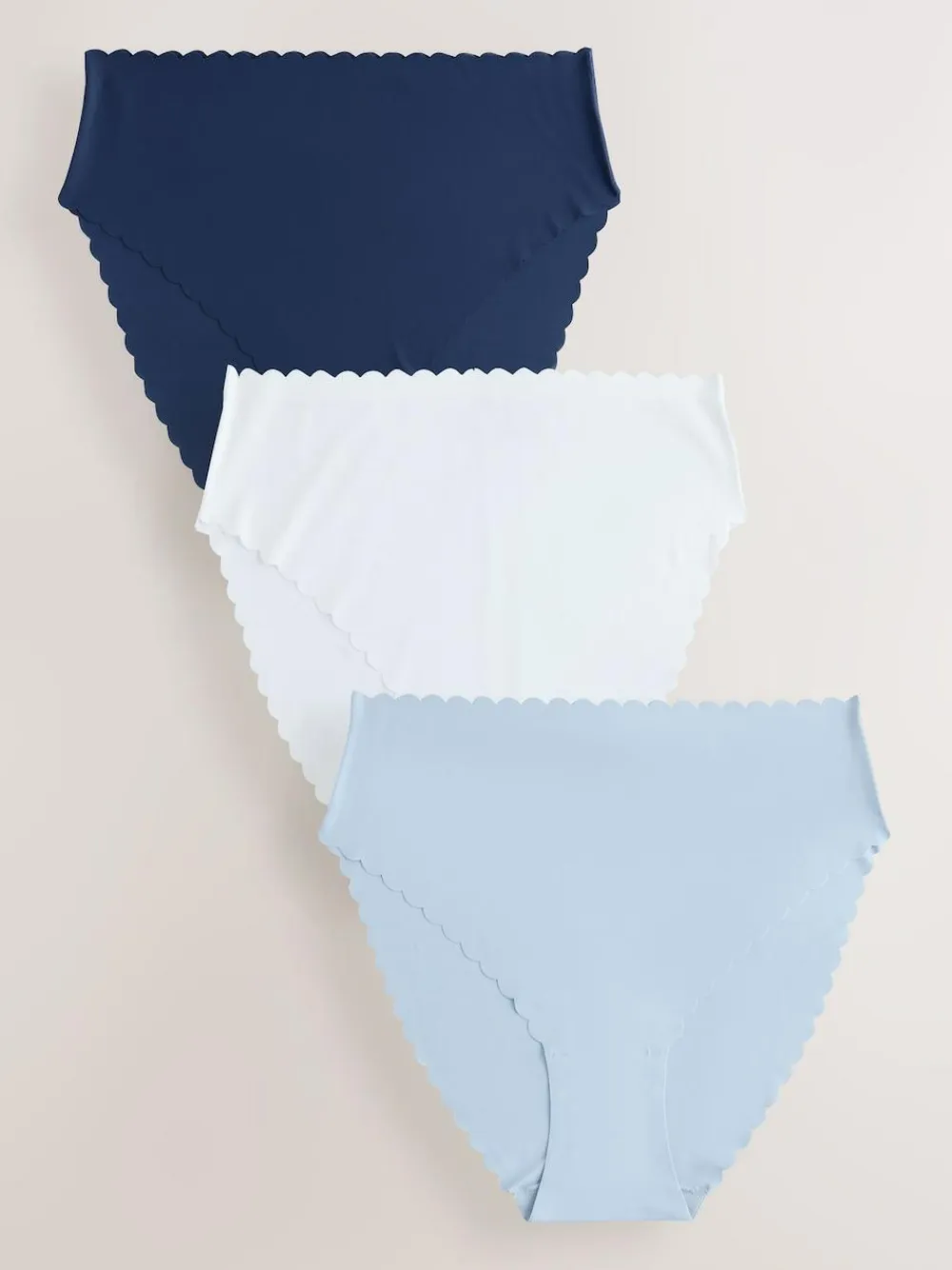 Discount Next High Waist High Leg No VPL Scallop Knickers 3 Pack Blue